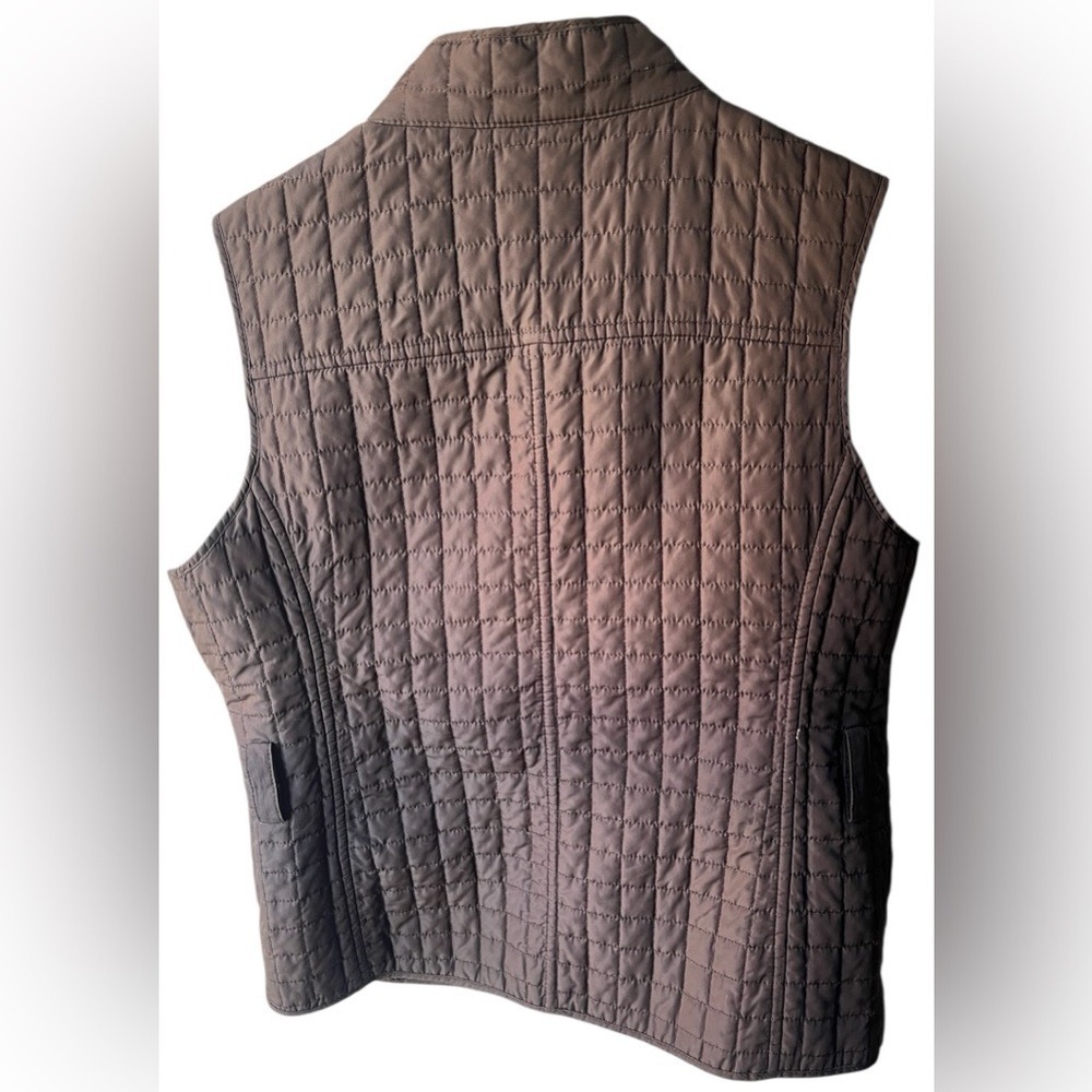 Liz & Co Brown Quilted Puffer Vest Snap Button Pockets Women's Medium - Picture 8 of 8